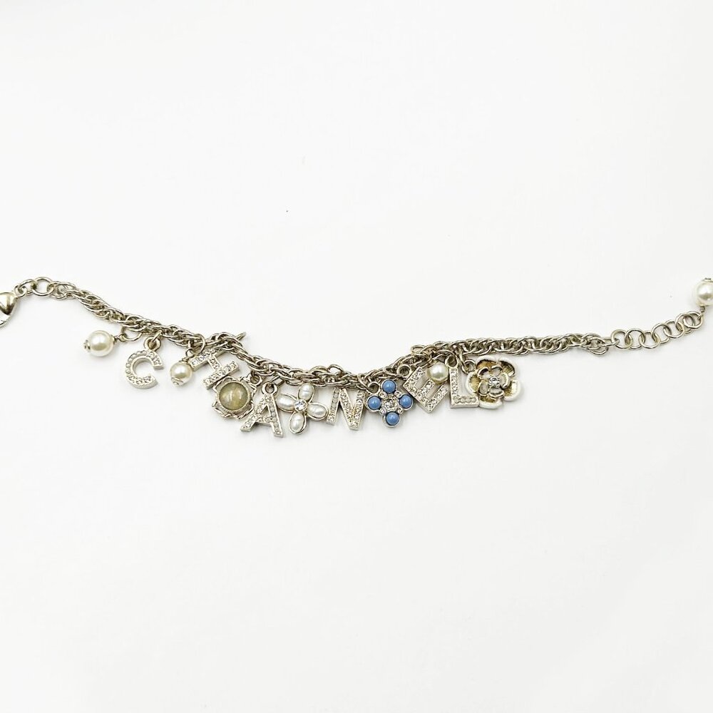 Chanel Gold Letter Clover Flower Motif Bracelet